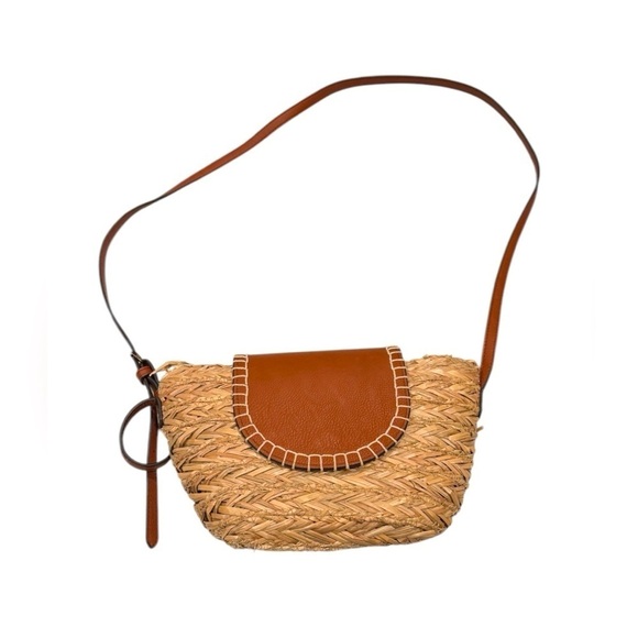Universal Thread Wicker Woven Crossbody Purse Fold Over Buckle Top - Picture 1 of 3